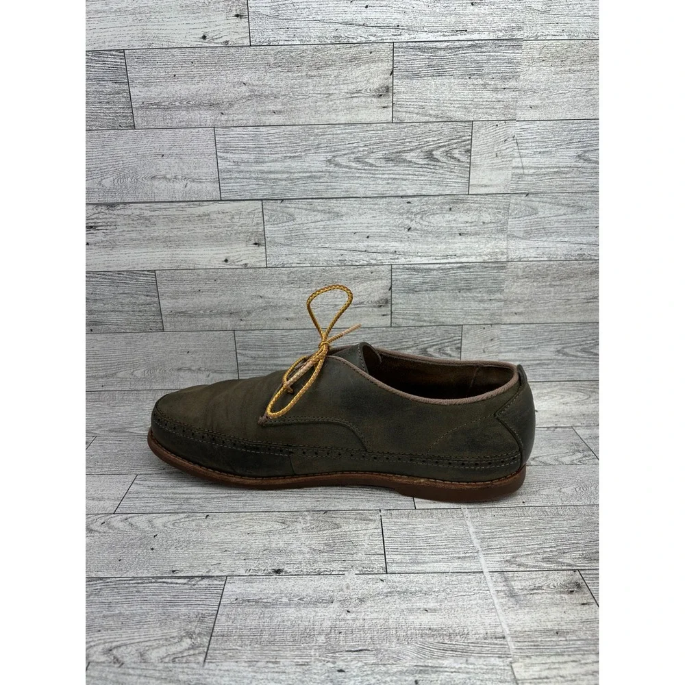 OluKai Honolulu Lace Men Size 9.5 Dark Wood Leather Oxford‎ Shoes 10200-9913